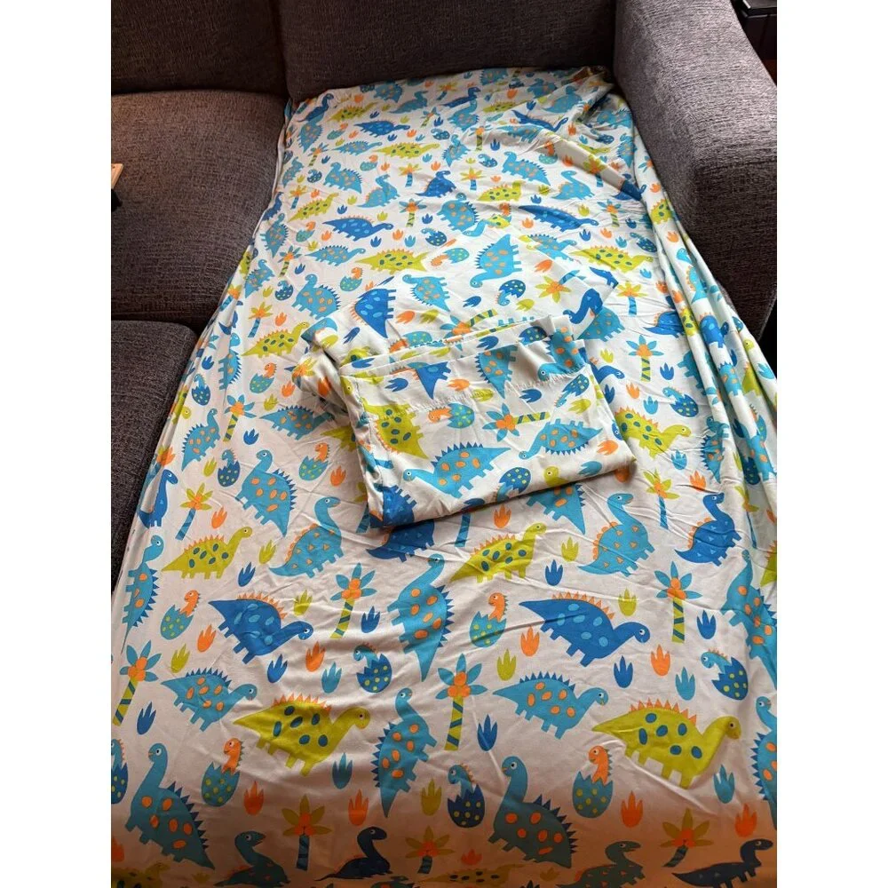 Kite Kids Dinosaur Print Twin Sheet Set With Fitted Sheet Flat Sheet & Pillowcas
